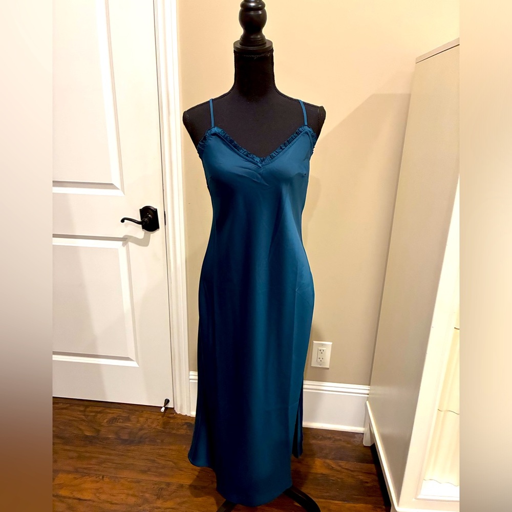 NWT LASCANA maci silky slip dress Teal blue